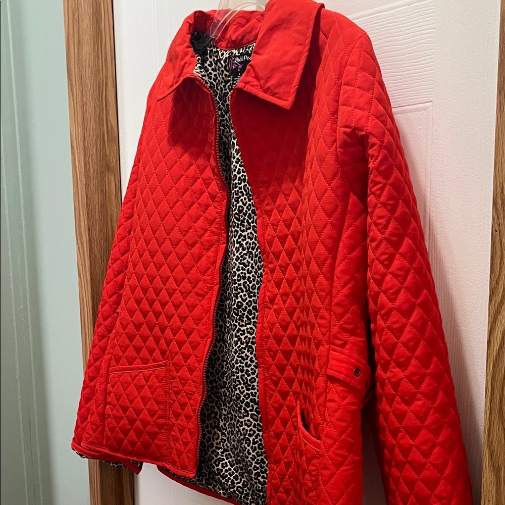 Peck & Peck Vibrant Red Quilted Puffer Jacket